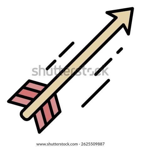 Flying arrow icon. Outline flying arrow vector icon color flat isolated