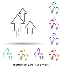 Flying arrows multi color icon. Simple thin line, outline vector of speed icons for ui and ux, website or mobile application
