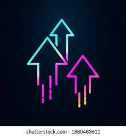 Icono de nolan flechas voladoras. Línea delgada simple, contorno vector de iconos de velocidad para ui y ux, sitio web o aplicación móvil