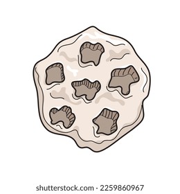 Fliegender Asteroid. Abstrakter Minimalkomet. Meteorit fliegt. Meteorstein. Cartoon-Stil. Vektorgrafik