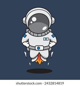 Flying Astronaut - Cartoon | Illustration | Vector