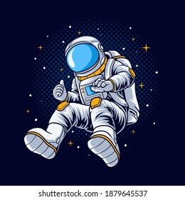 Flying astronaut man vector illustration