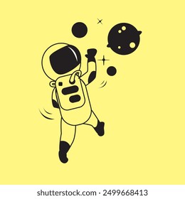  Flying Astronaut on yellow background