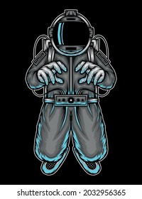 Flying astronaut in space. Premium vector