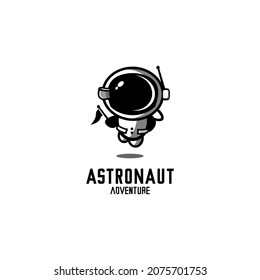 flying astronaut vector flying carrying flag, astronaut logo illustration vector