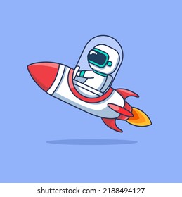 flying astronaut vector illustration riding a rocket