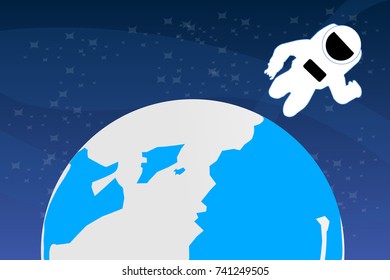 Flying astronauts explore the world.vector