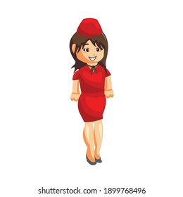 Flying attendants air hostess Profession stewardess Standing cartoon character illustration