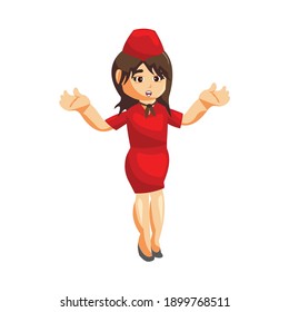 Flying attendants air hostess Profession stewardess Confused cartoon character illustration