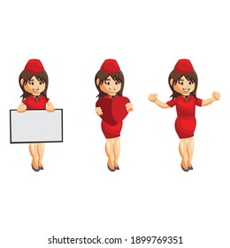 Flying attendants air hostess Profession stewardess cartoon character illustration