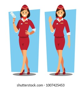 flying attendants  ,air hostess  , Vector illustration cartoon character