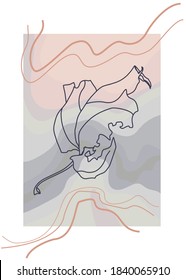 Volando hojas de otoño. Fondo claro con hoja de arce. Dibujo a mano alzada