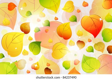 Flying autumn leaves background