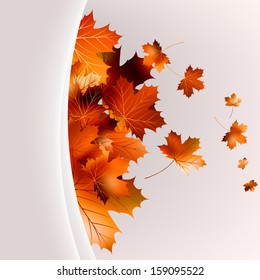 Flying autumn leaves background with copyspace. And also includes EPS 10 vector