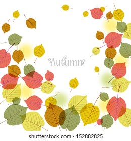 Flying autumn leaves background with space for text.File contains Clipping mask with un-cropped images (so you can edit the position etc), transparency, Gradient.