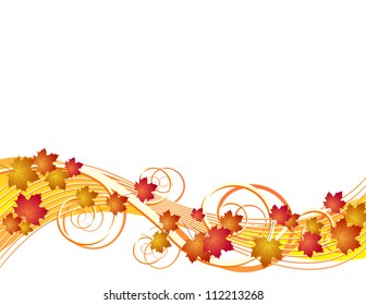 Flying autumn leaves. Vector illustration on white background