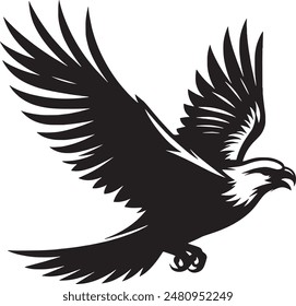 Flying The Bald Eagle Birds Silhouette Vector Illustration