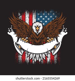 Flying Bald Eagle Holding Banner Vector