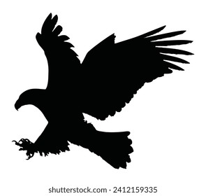 Flying bald eagle logo template isolated on white background.