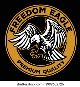 flying bald eagle retro badge