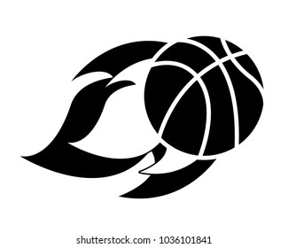 flying ball basketball on fire sport