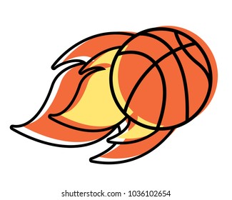 flying ball basketball on fire sport