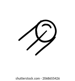 flying ball icon in vector. Logotype - Doodle