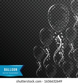 flying balloon from connecting dot and line. light effect. vector illustration, isolated on transparent background