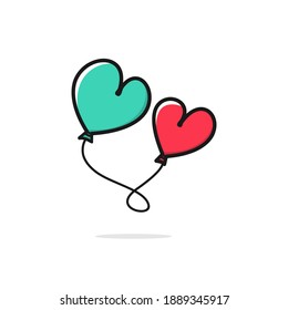 Flugballon in Herzform. Valentinstag Liebesgrafik
