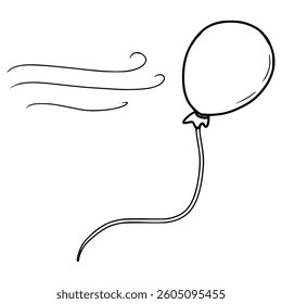 flying balloon illustration hand drawn outline vector