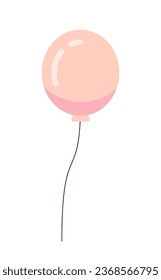 Flying balloon on thread semi flat colour vector object. Party material. Opening event. Birthday. Editable cartoon clip art icon on white background. Simple spot illustration for web graphic design