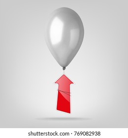 Flying balloon with red arrow