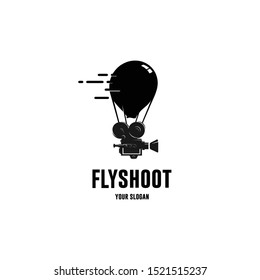 flying balloon with roll camera silhouette