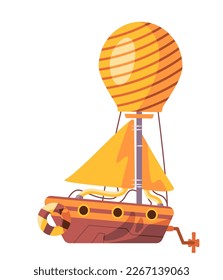 Flying balloon ship boat sailing steam punk mechanical machinery detailed with pipe retro fantasy technology