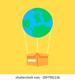 flying balloon vector with earth