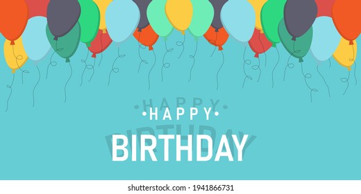 Flying balloons background vector illustration, flat festive balloons decoration for banner, postcard, happy birthday card. Vector illustration.