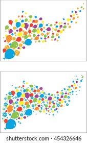 Flying balloons, flowers and gifts. Vector illustration