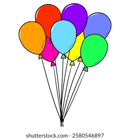 flying balloons illustration hand drawn isolated vector