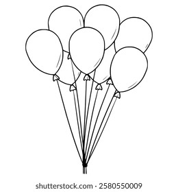 flying balloons illustration hand drawn outline vector