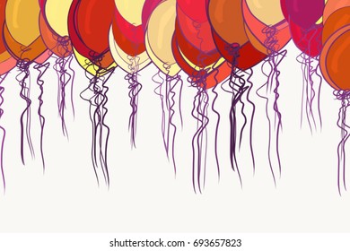 Flying balloons illustrations background abstract, hand drawn. Also for birthday party or celebrations. Cartoon style vector graphic.
