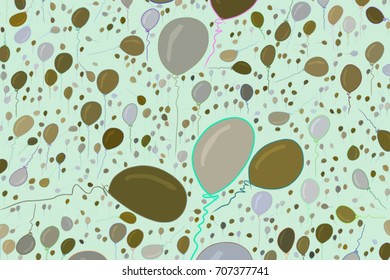 Flying balloons illustrations background abstract, hand drawn. Cartoon style vector graphic.