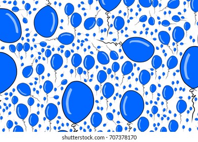 Flying balloons illustrations background abstract, hand drawn. Cartoon style vector graphic.