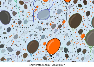 Flying balloons illustrations background abstract, hand drawn. Cartoon style vector graphic.
