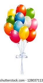 Flying balloons isolated on white