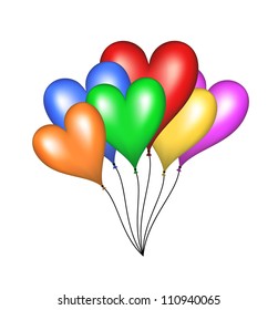 Flying Balloons Shape Heart Stock Vector (Royalty Free) 110940065 ...