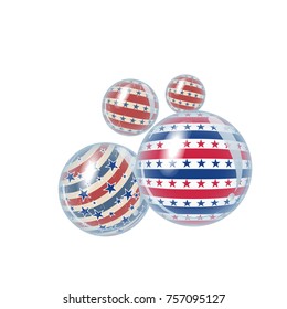 Flying balloons in the style of USA flag background. Background for card, banner, poster or flyer.