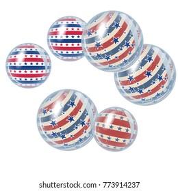 Flying balloons in the style of USA flag background. Background for card, banner, poster or flyer.
