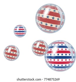 Flying balloons in the style of USA flag background. Background for card, banner, poster or flyer.