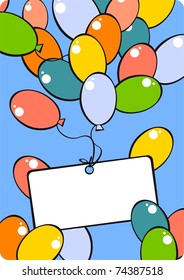 Globos voladores con una etiqueta