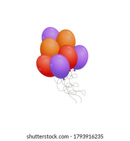 Flying balloons in vibrant colors. Vector illustration.